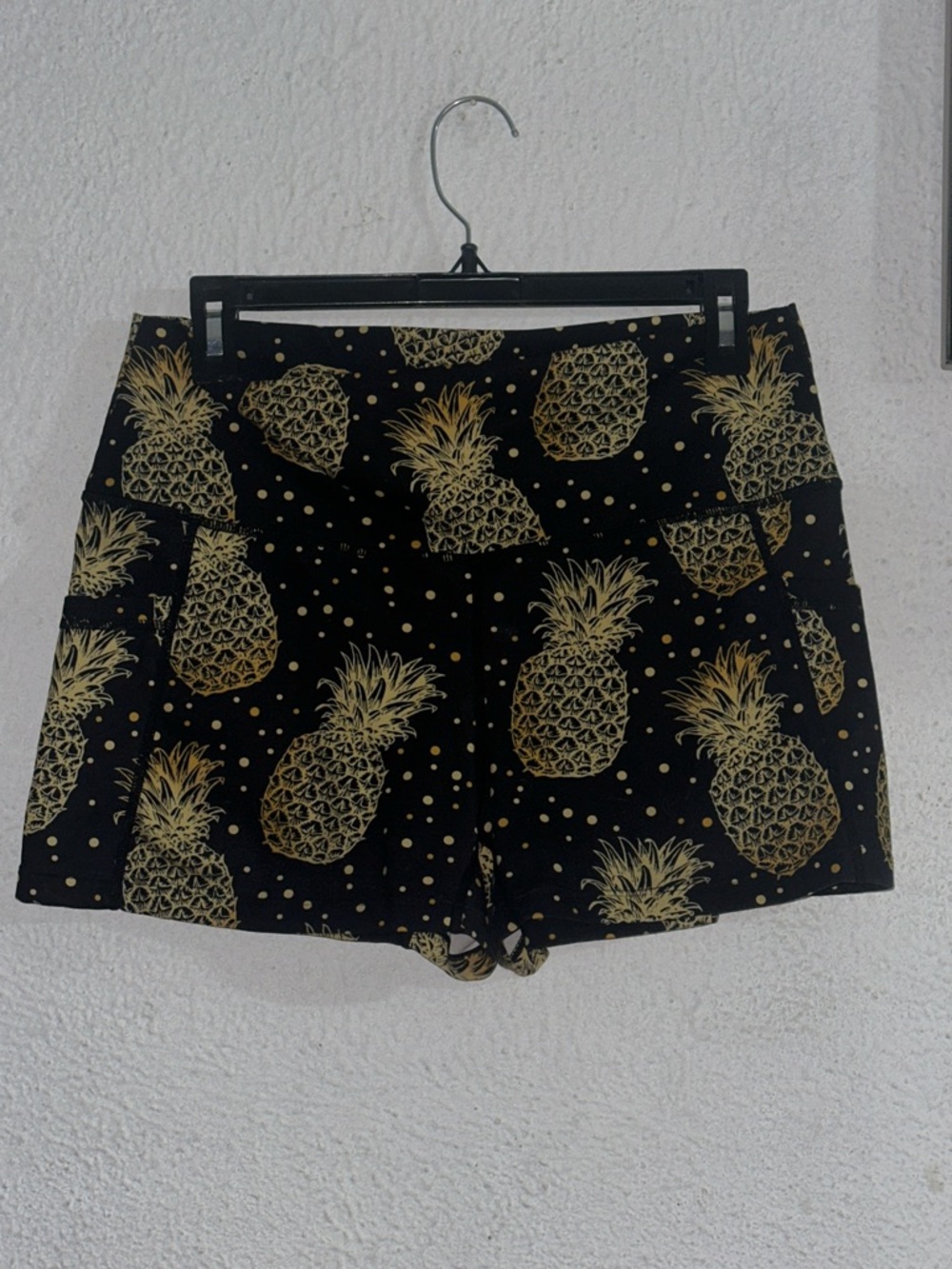 Constantly Varied Gear Black Shorts with Gold Pineapple Print